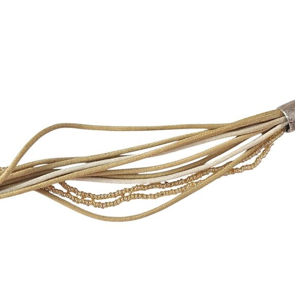 Avenue Multi Strand Seed Beads Boho Leaf Dangles Necklace - Picture 6 of 8